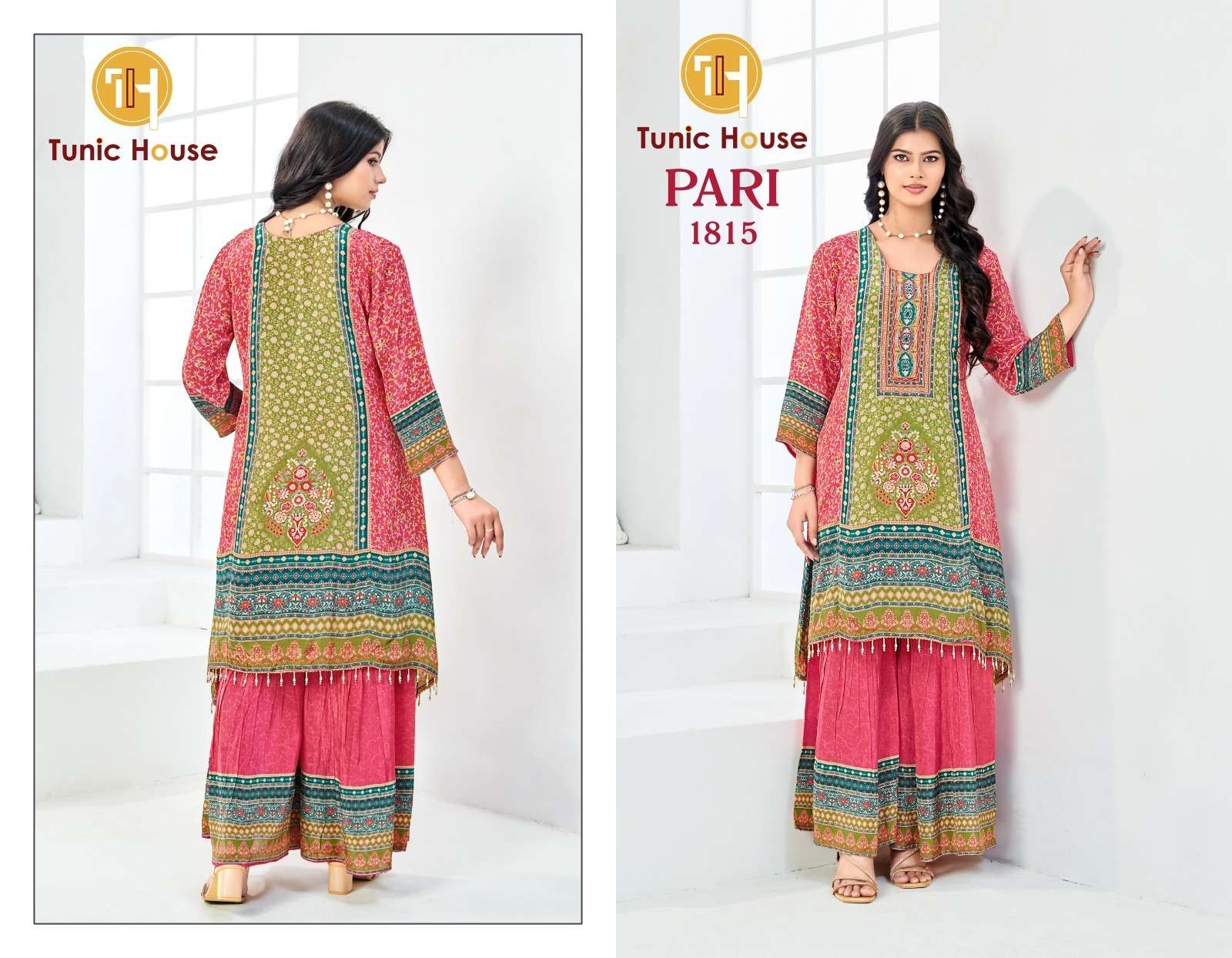 TUNIC HOUSE PARI DIGITAL PRINT DESIGNER KURTI WITH SHARARA PAIR