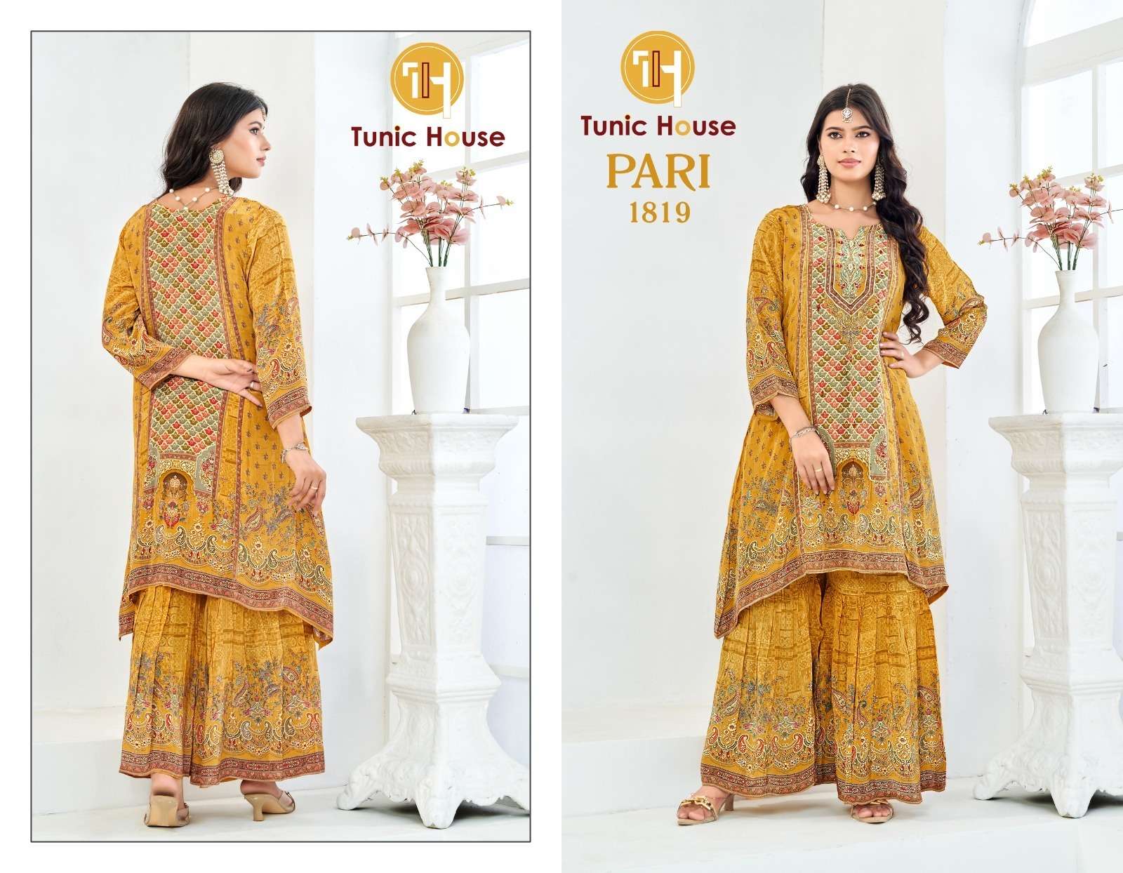TUNIC HOUSE PARI DIGITAL PRINT DESIGNER KURTI WITH SHARARA PAIR