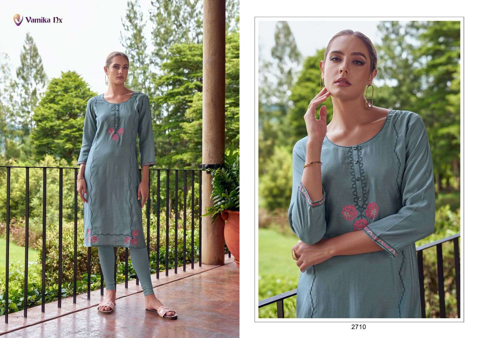 VAMIKA NX MELODY CHANDERI SILK KURTI WITH PANT PAIR 