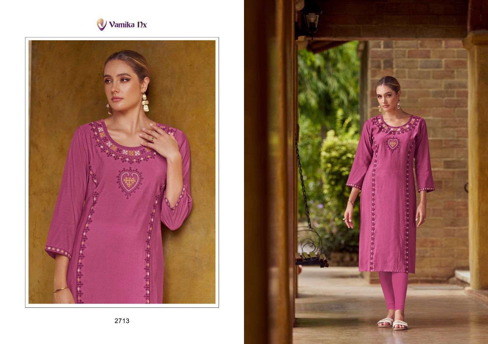 VAMIKA NX MELODY CHANDERI SILK KURTI WITH PANT PAIR 
