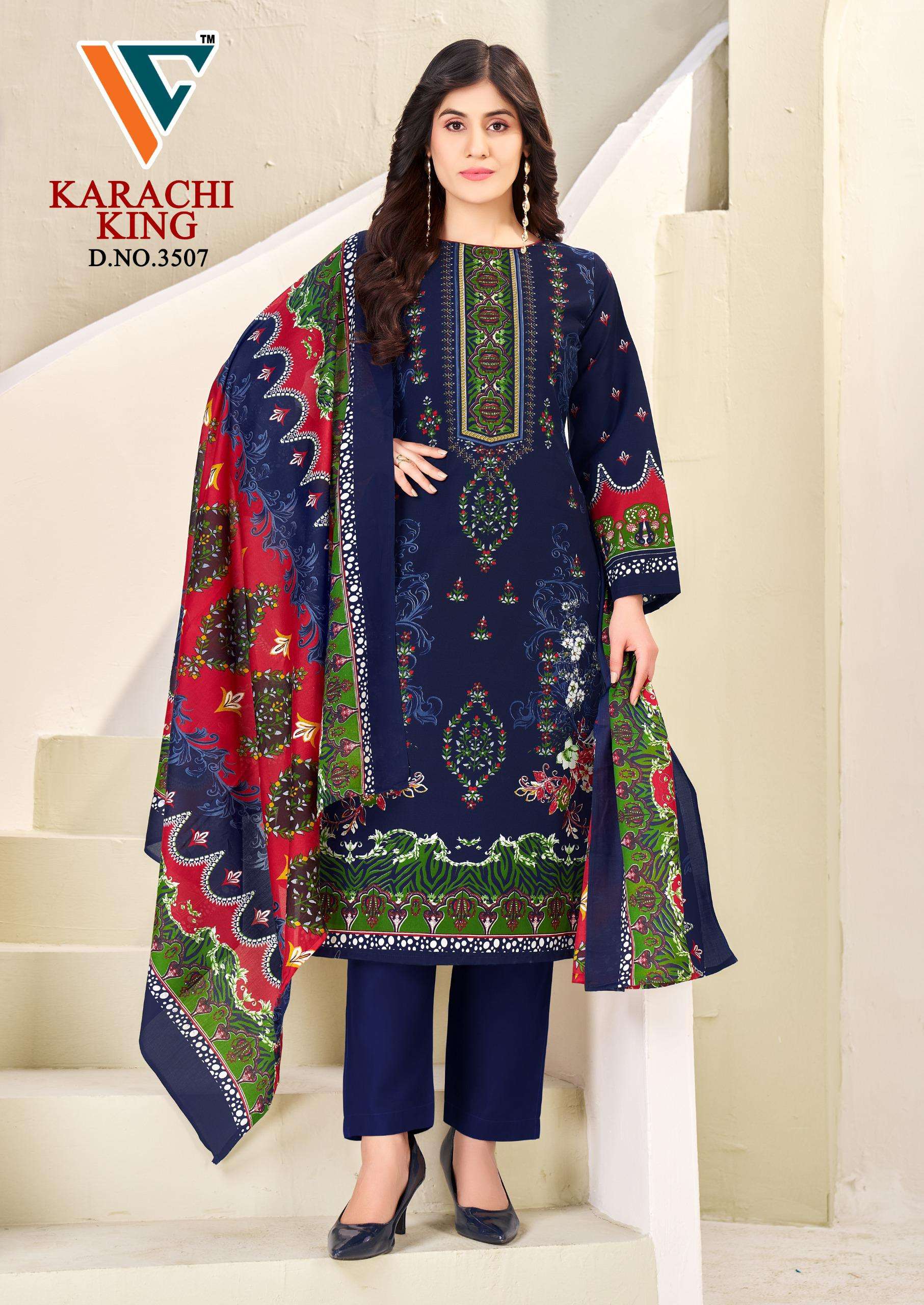 VANDANA‎‎‎‎ CREATION KARACHI KING VOL 35 COTTON DIGITAL PRINTED DRESS 