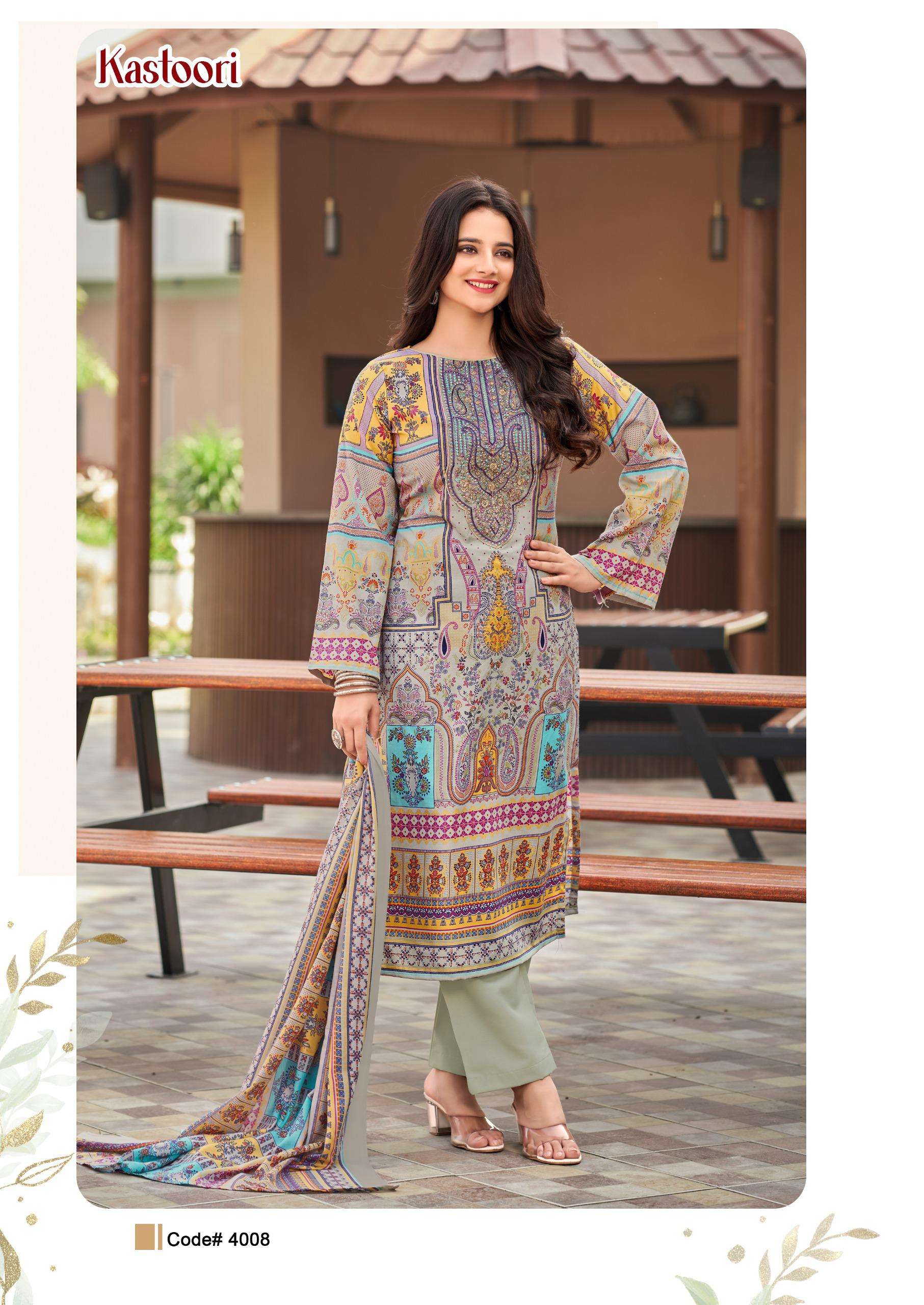 VANDANA CREATION KASTOORI‎ VOL 4 COTTON PRINT WITH FANCY WORK SUIT