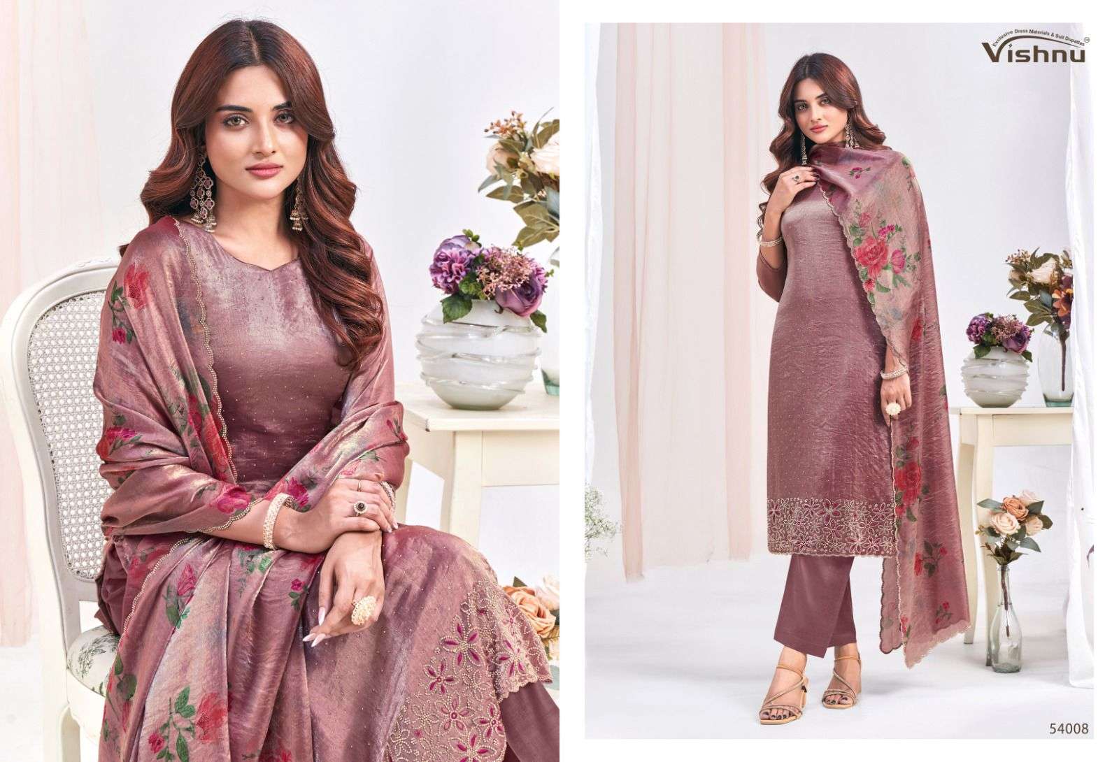 VISHNU IMPEX FARHANA SILK WITH FANCY SWAROVSKI WORK SUIT