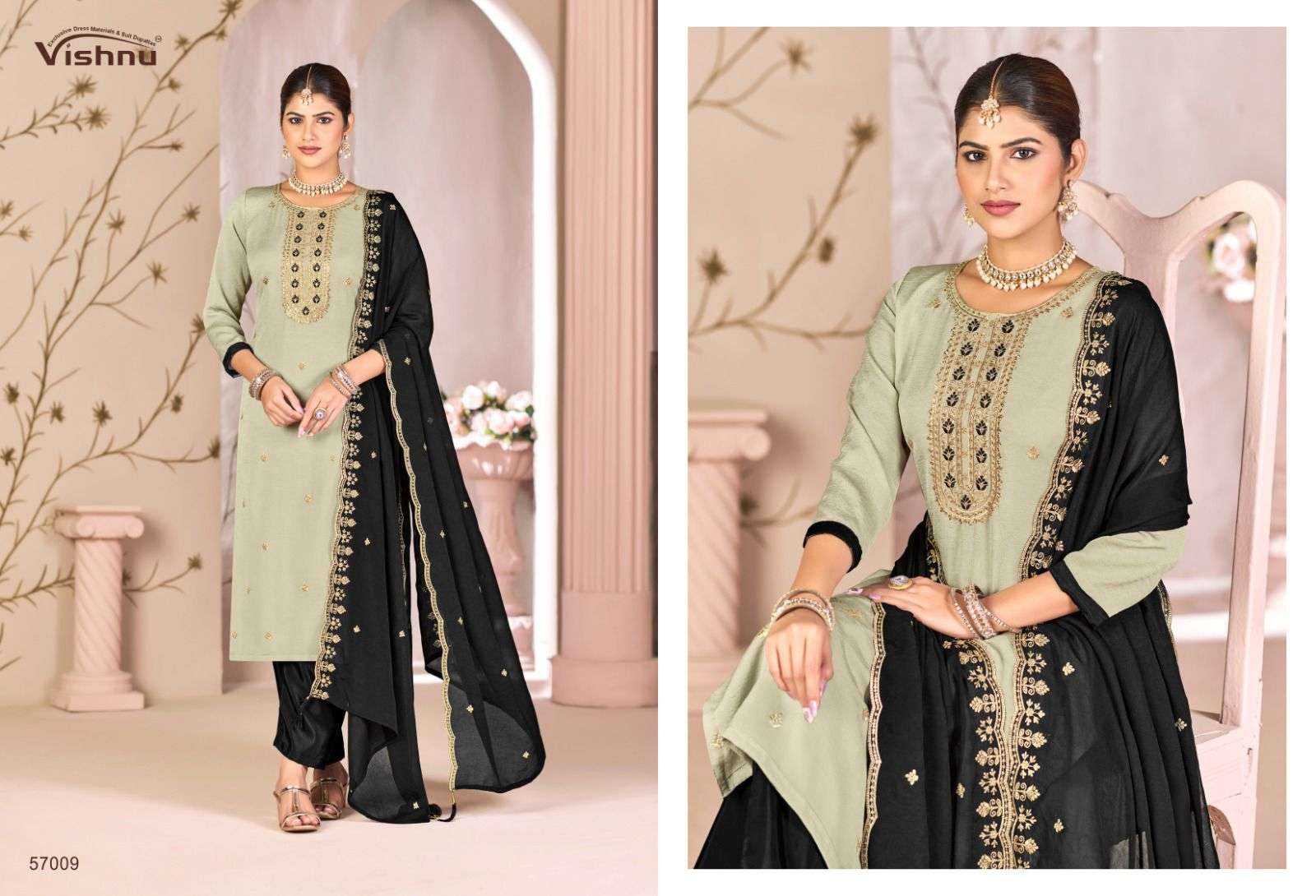VISHNU IMPEX SIMRAN CRUSH FABRIC FANCY SWAROVSKI WORK SUIT