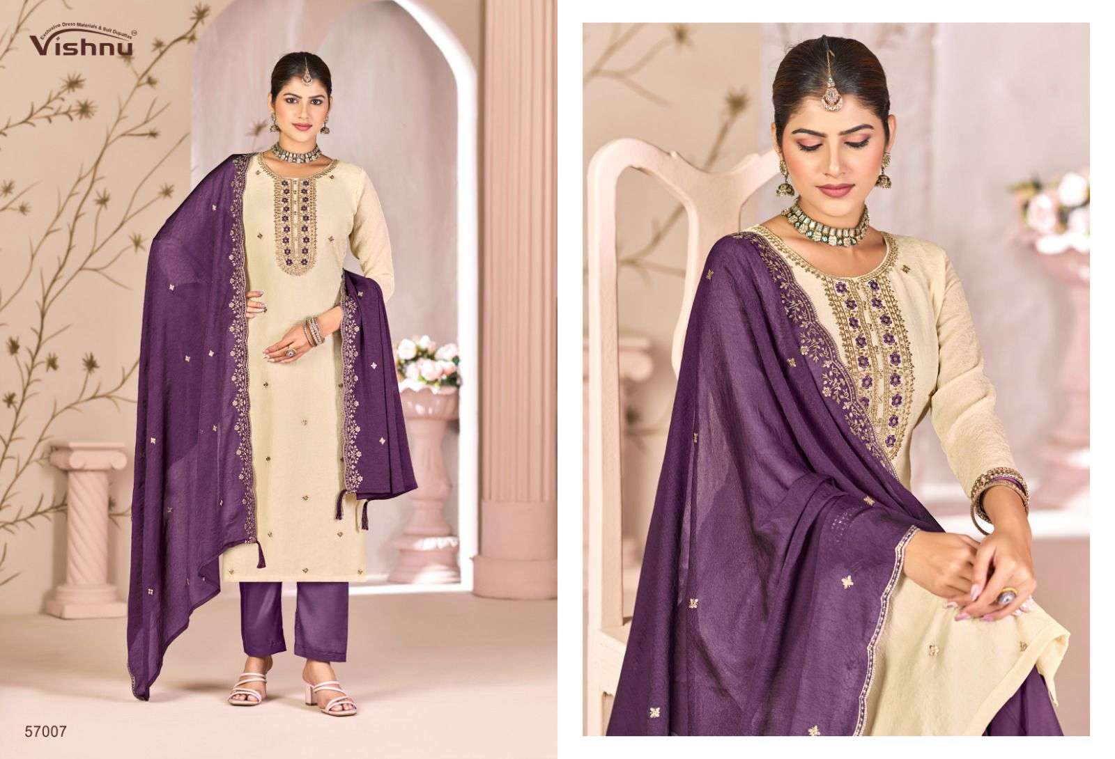 VISHNU IMPEX SIMRAN CRUSH FABRIC FANCY SWAROVSKI WORK SUIT