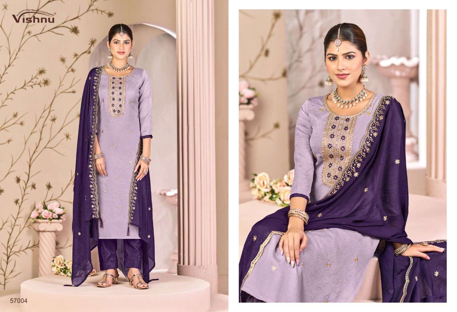 VISHNU IMPEX SIMRAN CRUSH FABRIC FANCY SWAROVSKI WORK SUIT