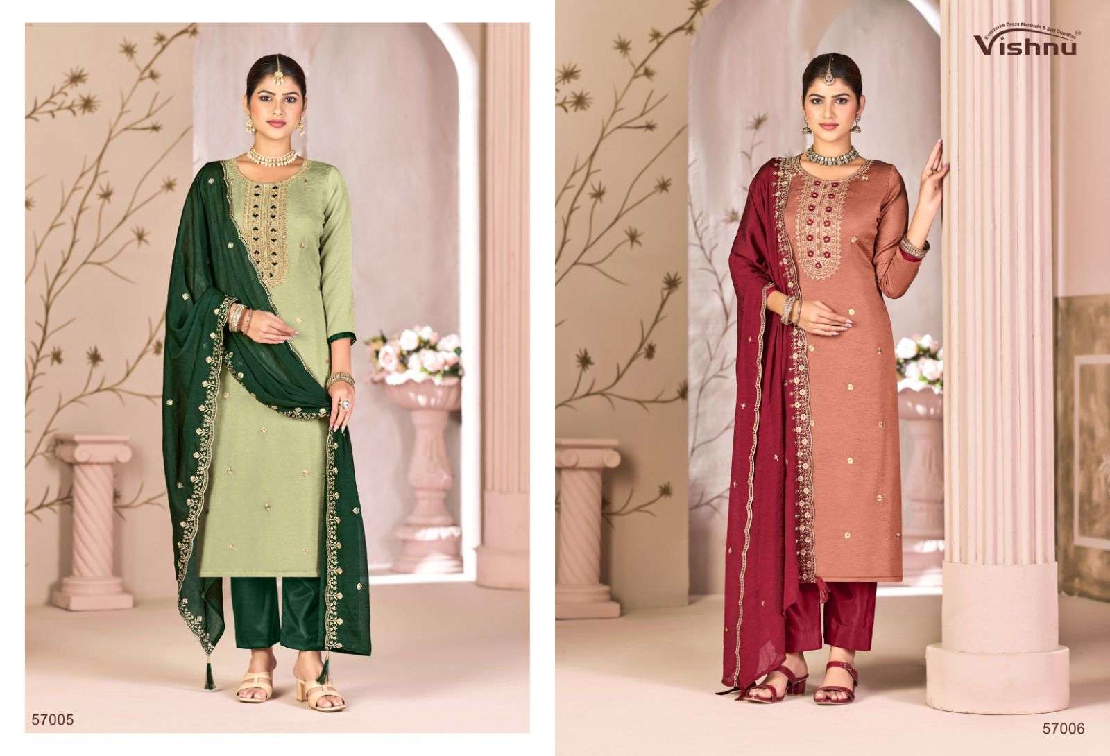 VISHNU IMPEX SIMRAN CRUSH FABRIC FANCY SWAROVSKI WORK SUIT