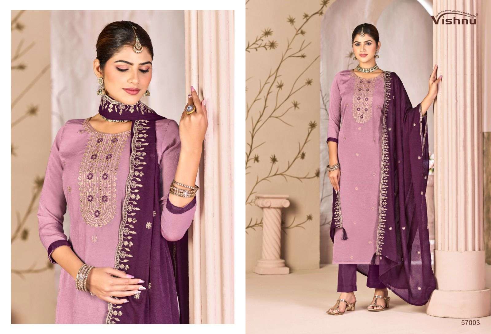 VISHNU IMPEX SIMRAN CRUSH FABRIC FANCY SWAROVSKI WORK SUIT