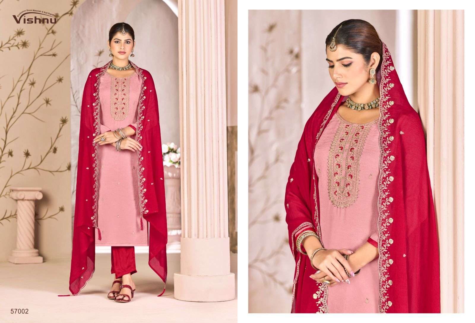 VISHNU IMPEX SIMRAN CRUSH FABRIC FANCY SWAROVSKI WORK SUIT