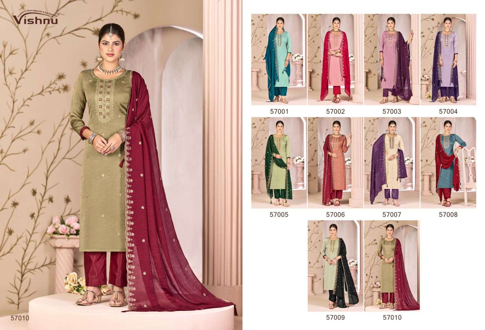 VISHNU IMPEX SIMRAN CRUSH FABRIC FANCY SWAROVSKI WORK SUIT