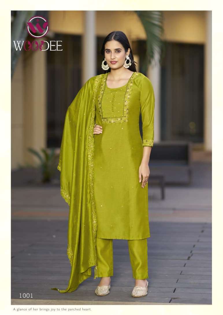 WOODEE SAJANI VISCOSE FANCY EMBROIDERIES WORK LADIES 3PCS COLLECTION 