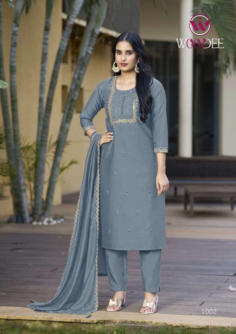WOODEE SAJANI VISCOSE FANCY EMBROIDERIES WORK LADIES 3PCS COLLECTION 