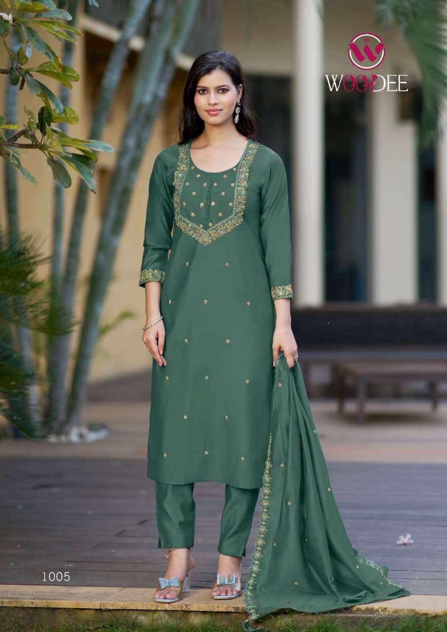 WOODEE SAJANI VISCOSE FANCY EMBROIDERIES WORK LADIES 3PCS COLLECTION 