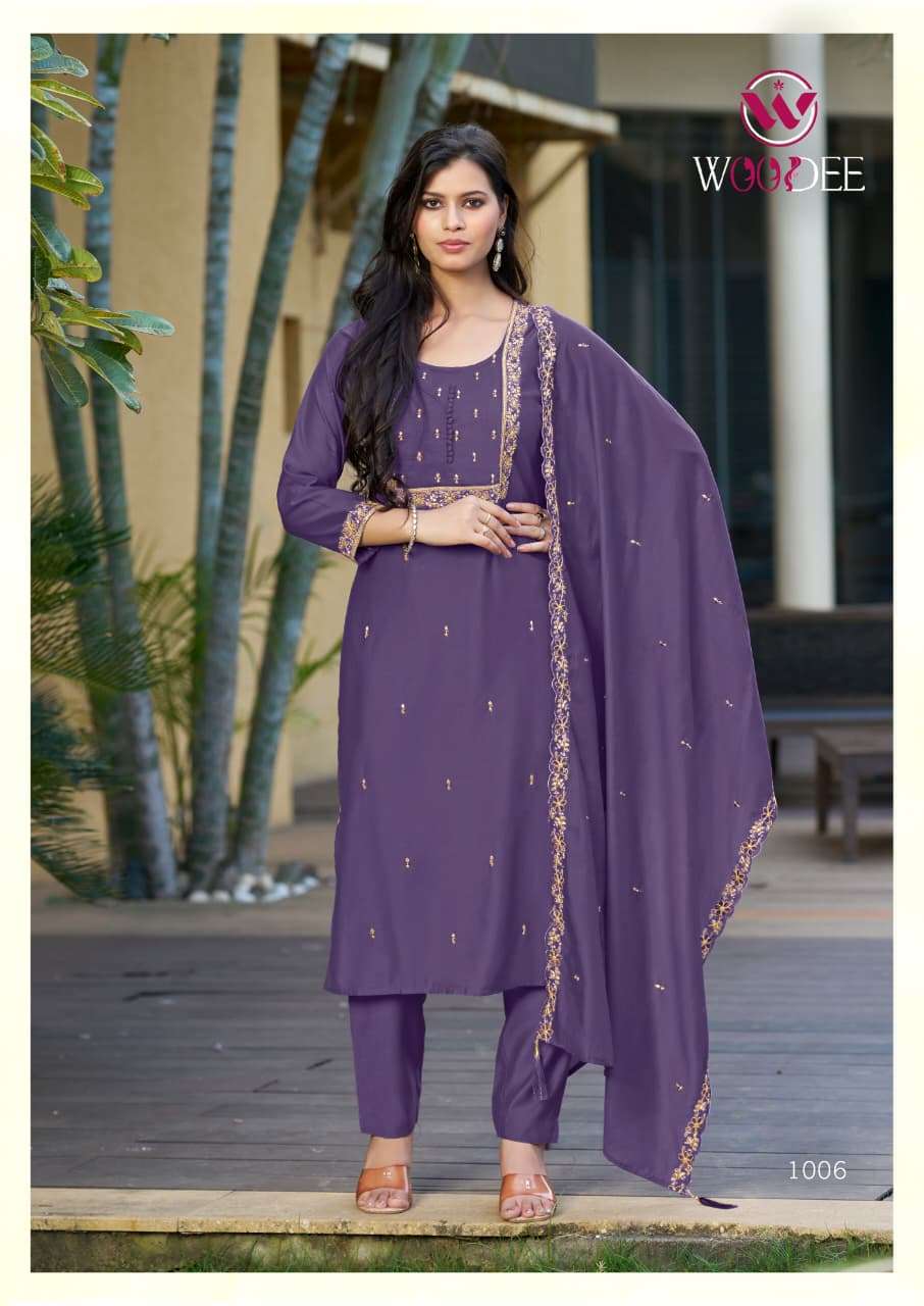 WOODEE SAJANI VISCOSE FANCY EMBROIDERIES WORK LADIES 3PCS COLLECTION 