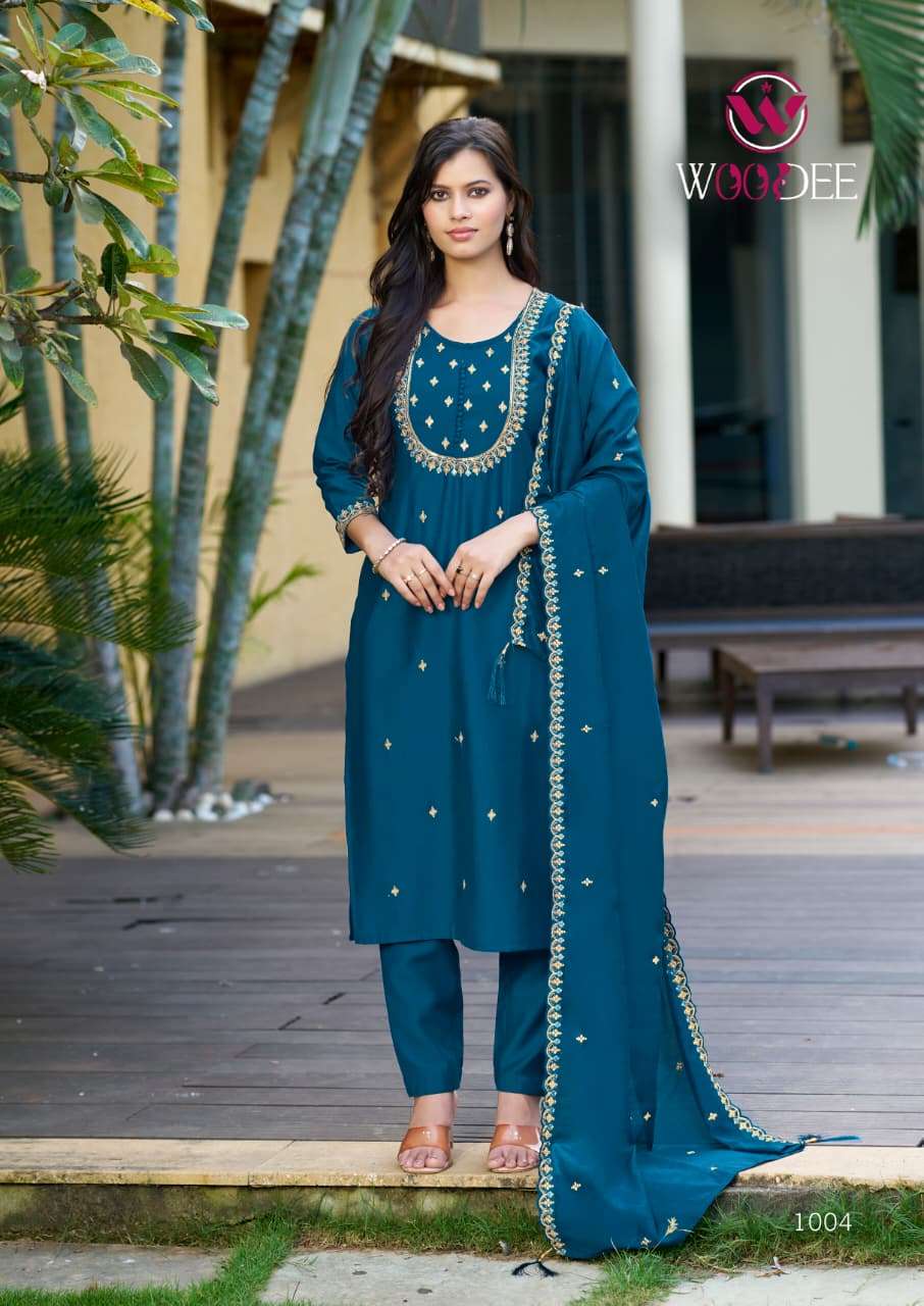 WOODEE SAJANI VISCOSE FANCY EMBROIDERIES WORK LADIES 3PCS COLLECTION 