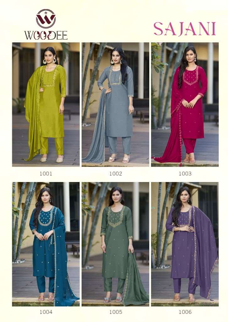 WOODEE SAJANI VISCOSE FANCY EMBROIDERIES WORK LADIES 3PCS COLLECTION 