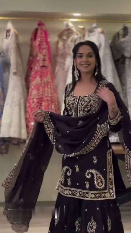 WW 1239 GEORGETTE HEAVY EMBROIDERY DESIGNER SHARARA SUIT