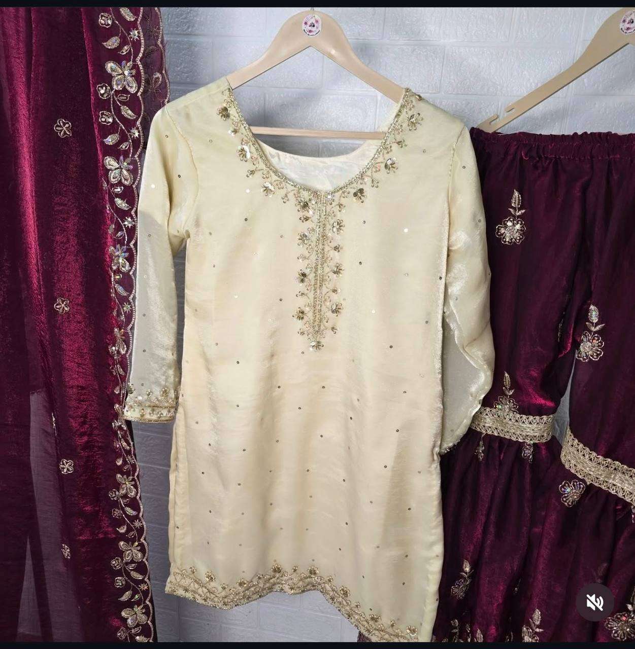 WW 6003 SILK DESIGNER PARTY WEAR SHARARA SUIT