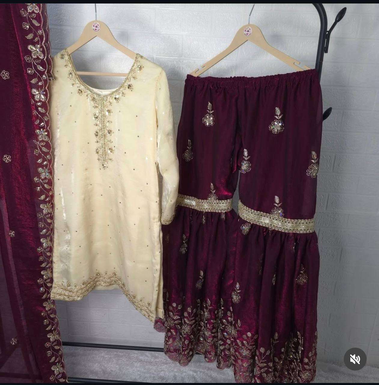 WW 6003 SILK DESIGNER PARTY WEAR SHARARA SUIT