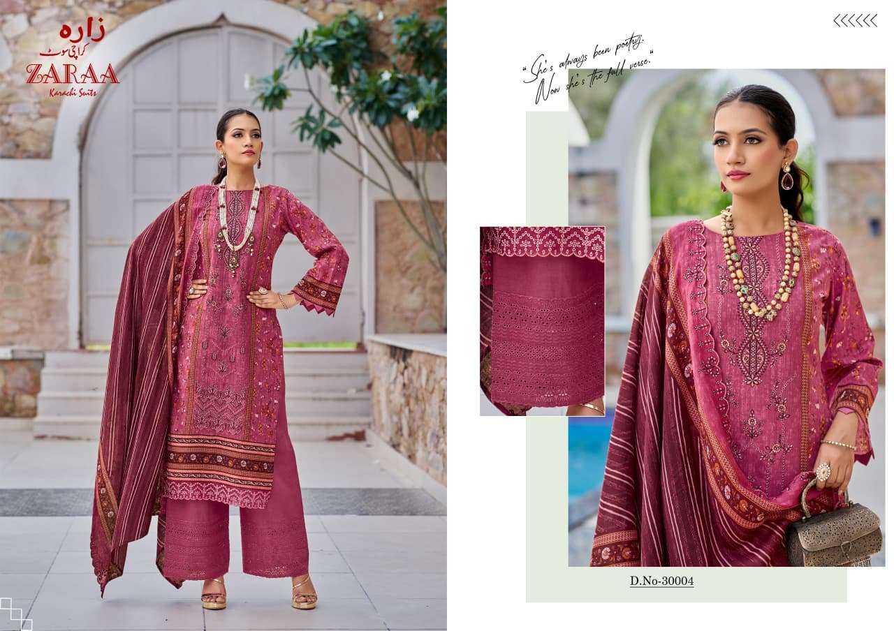 ZARAA KARACHI SUITS BIN SAEED VOL 29 COTTON DIGITAL PRINT WITH WORK SUIT