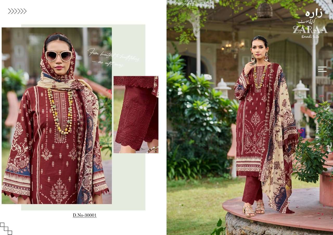 ZARAA KARACHI SUITS BIN SAEED VOL 29 COTTON DIGITAL PRINT WITH WORK SUIT