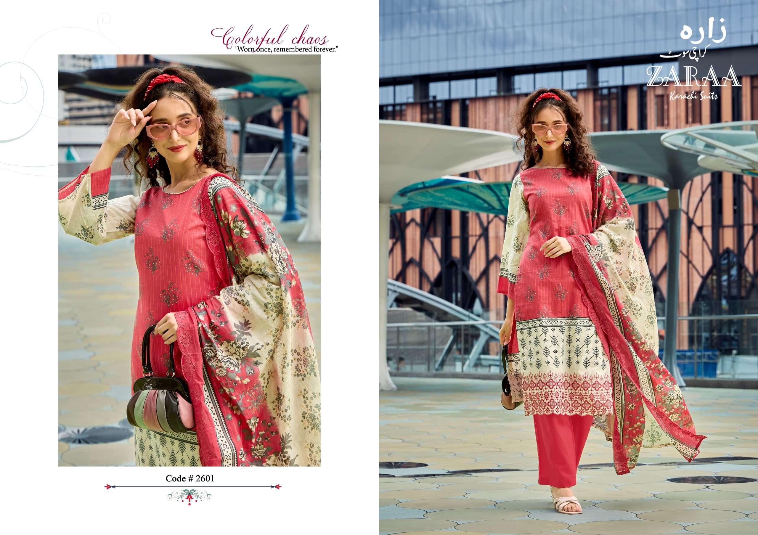ZARAA KARACHI SUITS NOOR E FATIMA COTTON DIGITAL PRINT WITH FANCY WORK SUIT