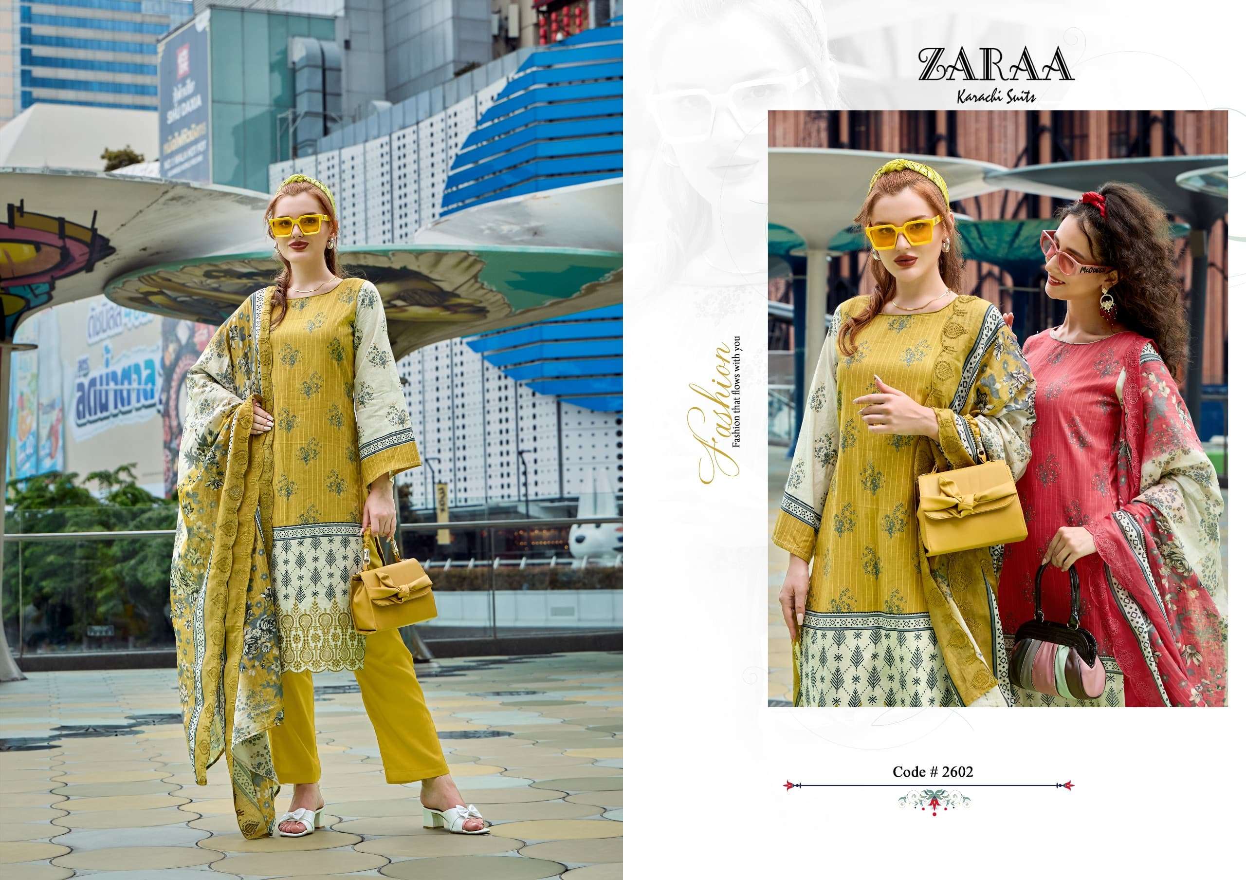 ZARAA KARACHI SUITS NOOR E FATIMA COTTON DIGITAL PRINT WITH FANCY WORK SUIT