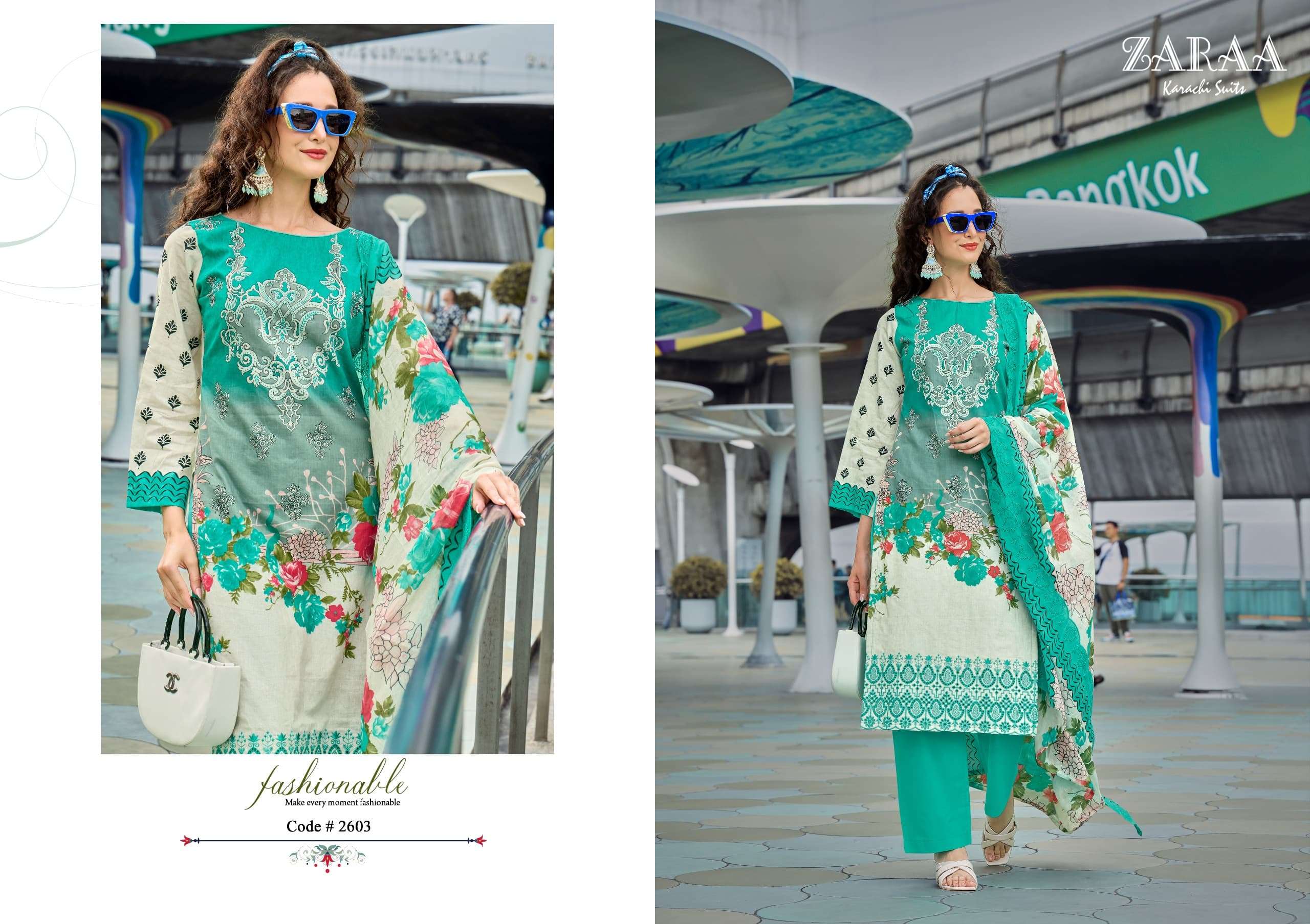 ZARAA KARACHI SUITS NOOR E FATIMA COTTON DIGITAL PRINT WITH FANCY WORK SUIT