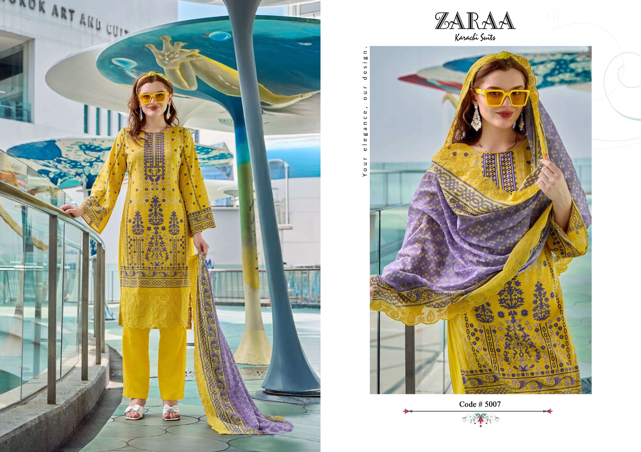 ZARAA KARACHI SUITS NOOR E FATIMA COTTON DIGITAL PRINT WITH FANCY WORK SUIT