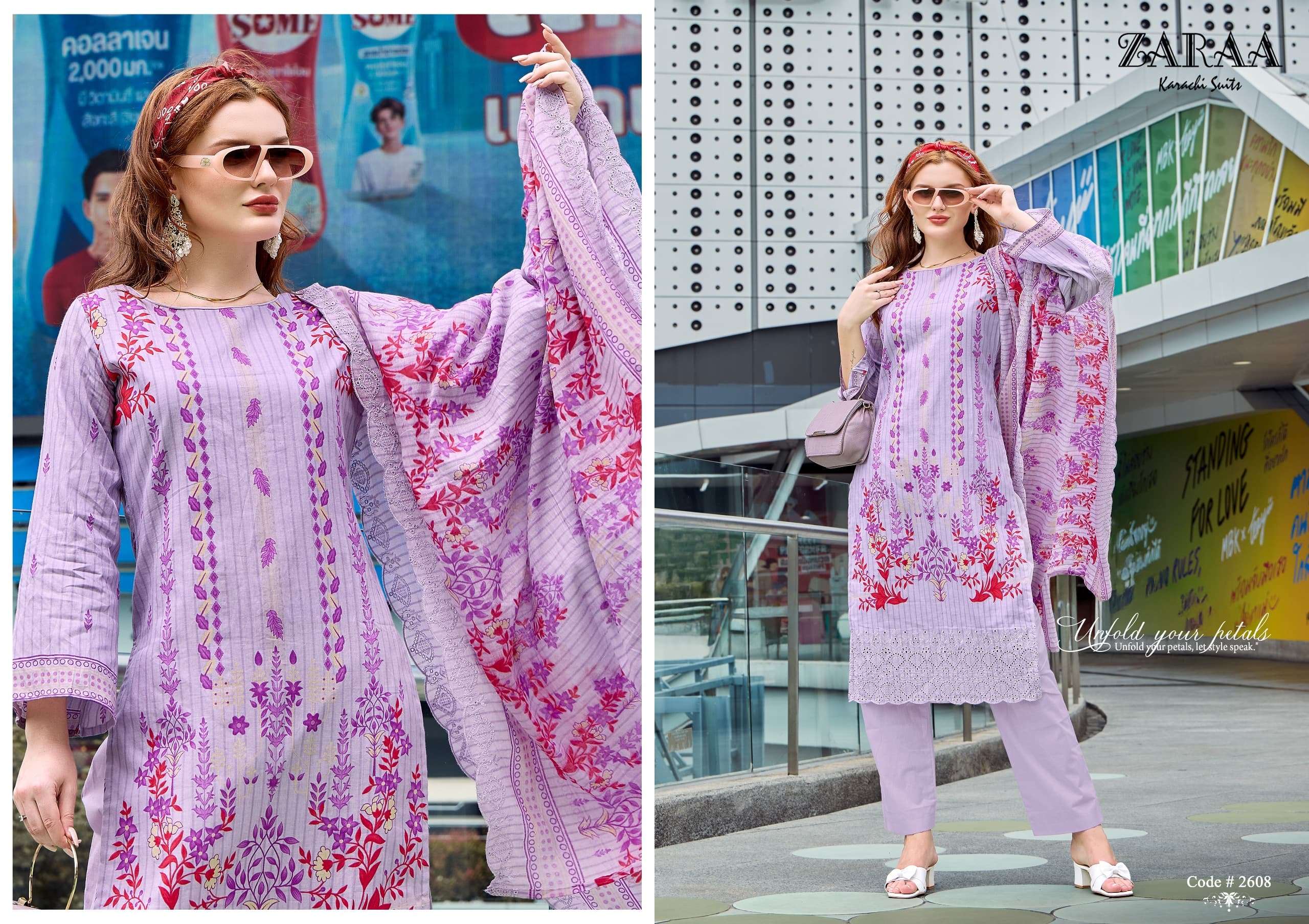ZARAA KARACHI SUITS NOOR E FATIMA COTTON DIGITAL PRINT WITH FANCY WORK SUIT