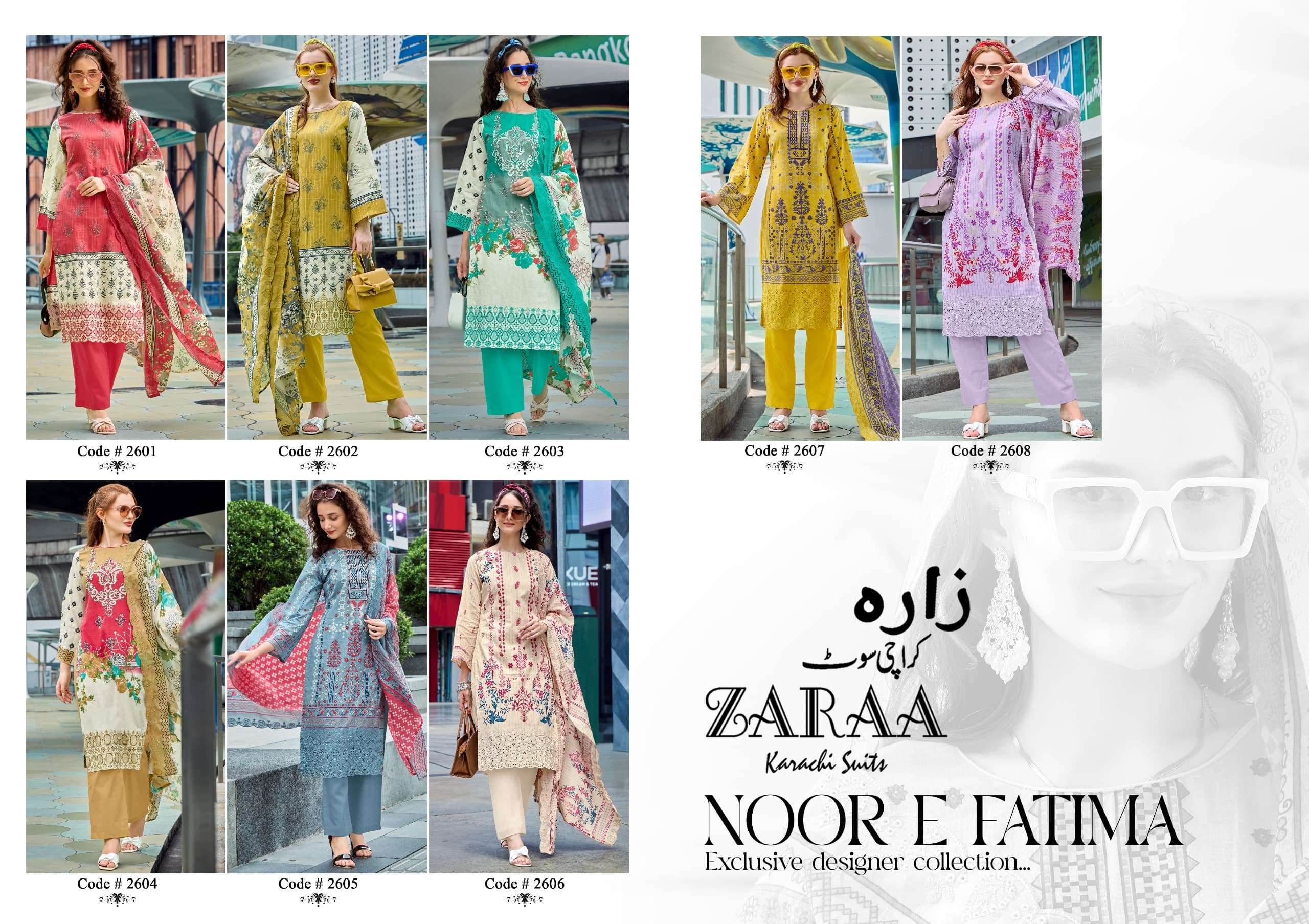 ZARAA KARACHI SUITS NOOR E FATIMA COTTON DIGITAL PRINT WITH FANCY WORK SUIT
