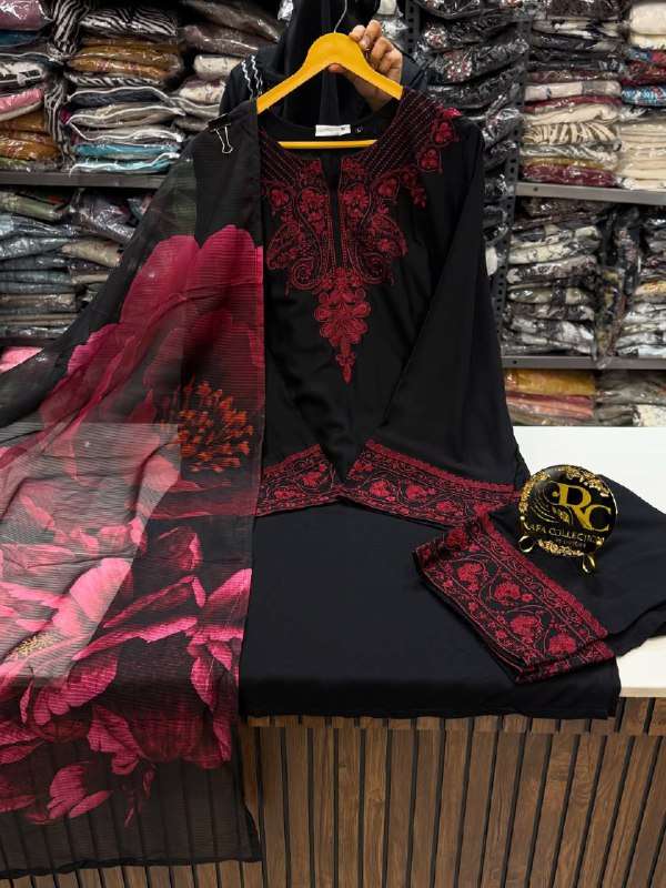 ZF 435 SILK WITH FANCY EMBROIDERIES WORK LADIES SUIT