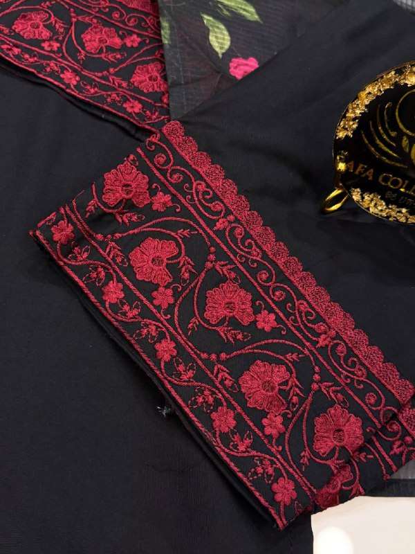 ZF 435 SILK WITH FANCY EMBROIDERIES WORK LADIES SUIT