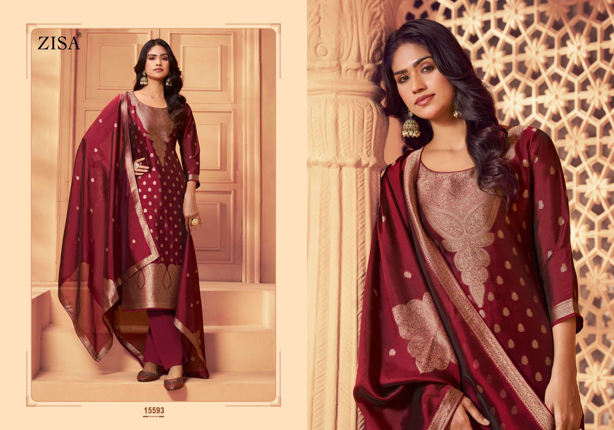 ZISA SILKY VOL 6 JACQUARD DESIGNER WORK LADIES SUIT