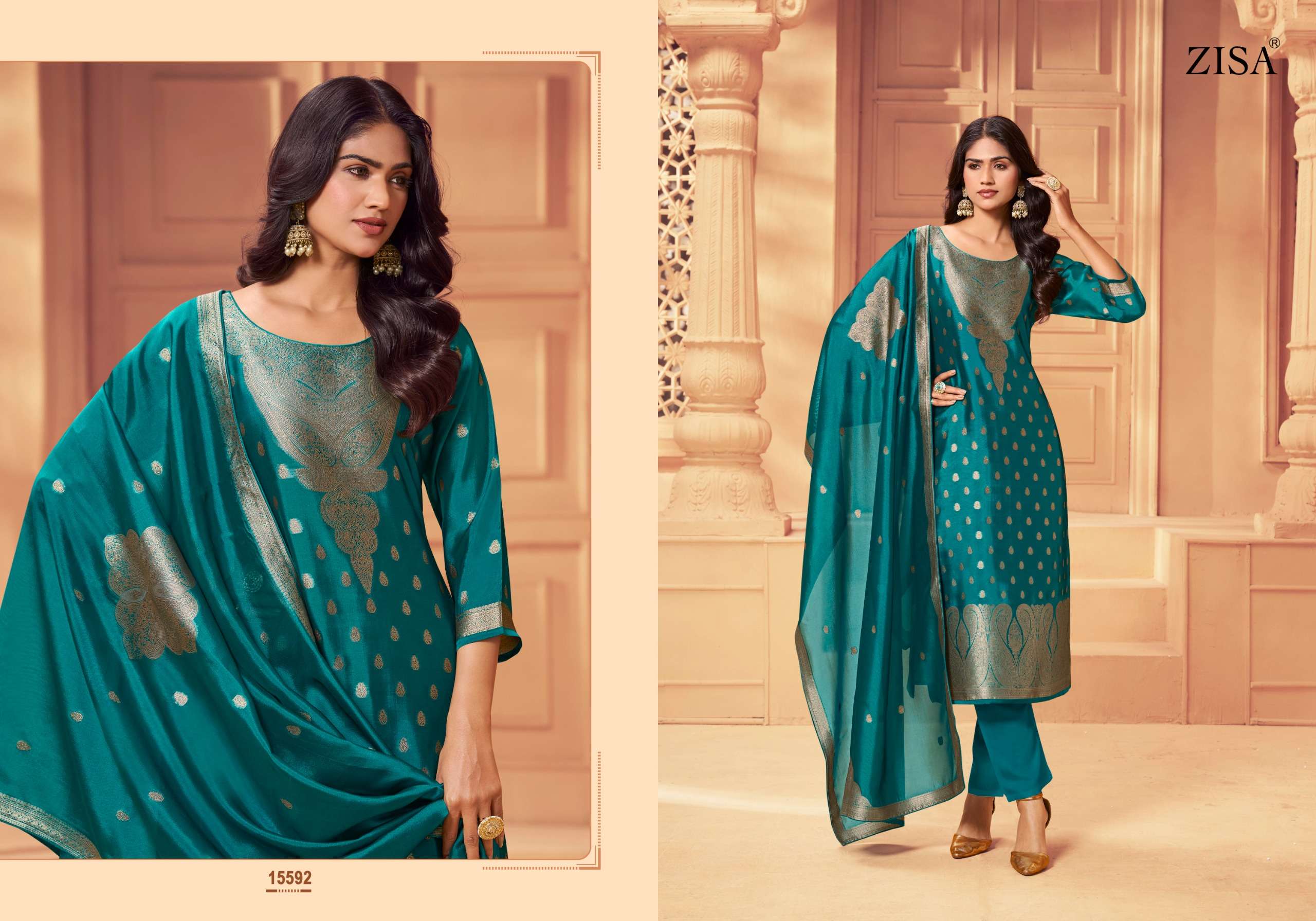 ZISA SILKY VOL 6 JACQUARD DESIGNER WORK LADIES SUIT