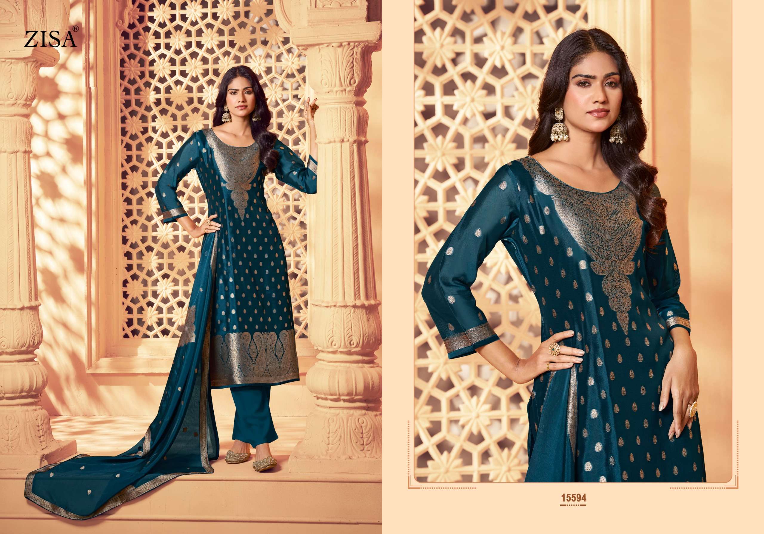 ZISA SILKY VOL 6 JACQUARD DESIGNER WORK LADIES SUIT