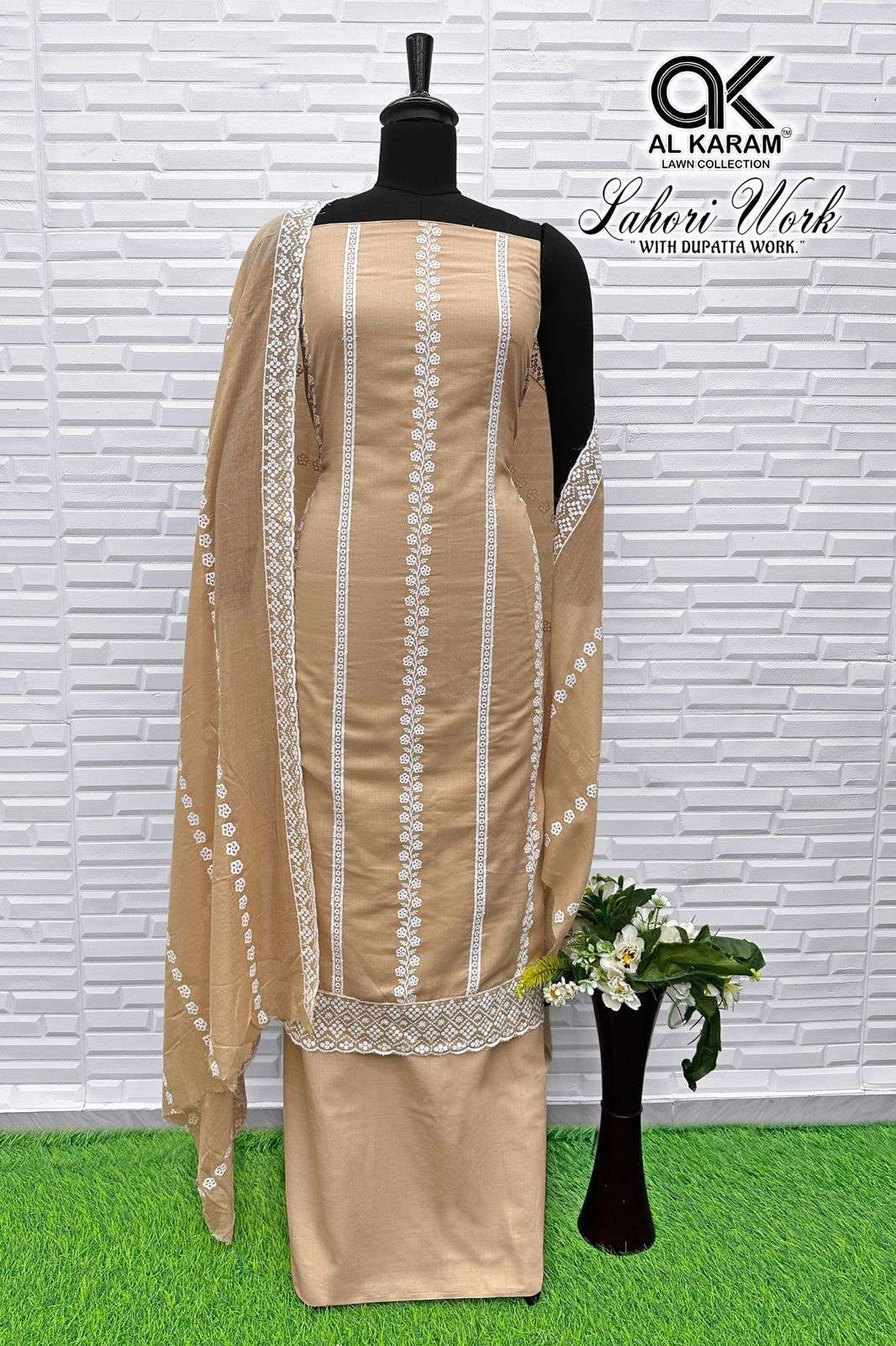 AL KARAM LAHORI VOL 2  COTTON EMBROIDERY DESIGNER WORK SUIT