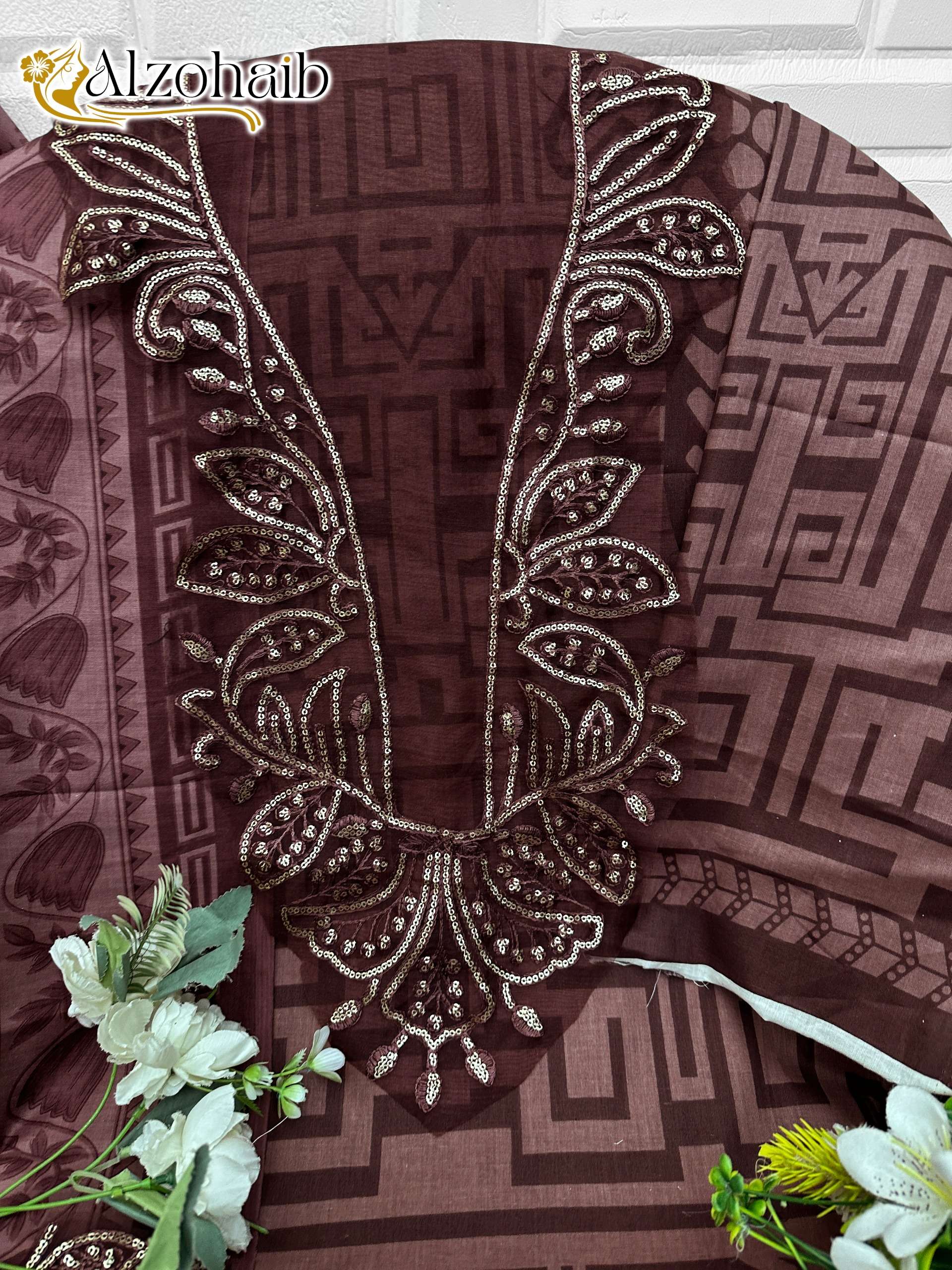 AL ZOHAIB D NO  1454 TO 1455 COTTON PATCH EMBROIDERY WORK SALWAR KAMEEZ 