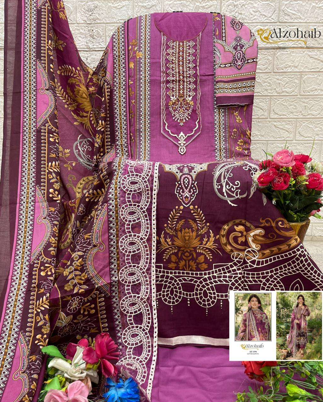 AL ZOHAIB DESIGN NO - 1394-1395-1396-1397 PURE COTTON HEAVY PATCH WORK PAKISTANI SUIT