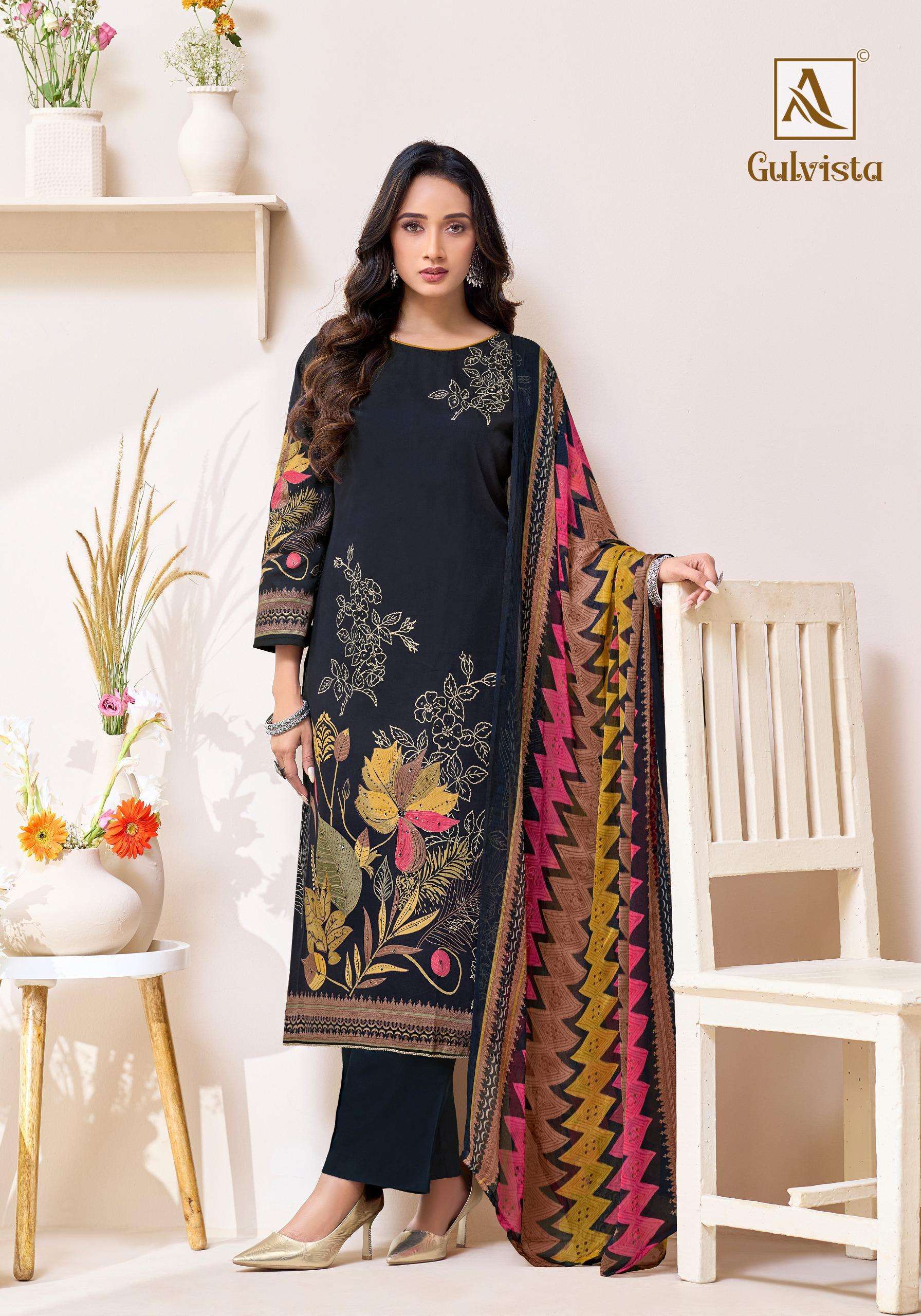 ALOK SUITS GULVISTA JAM COTTON PRINT WITH FANCY HAND WORKS SUIT
