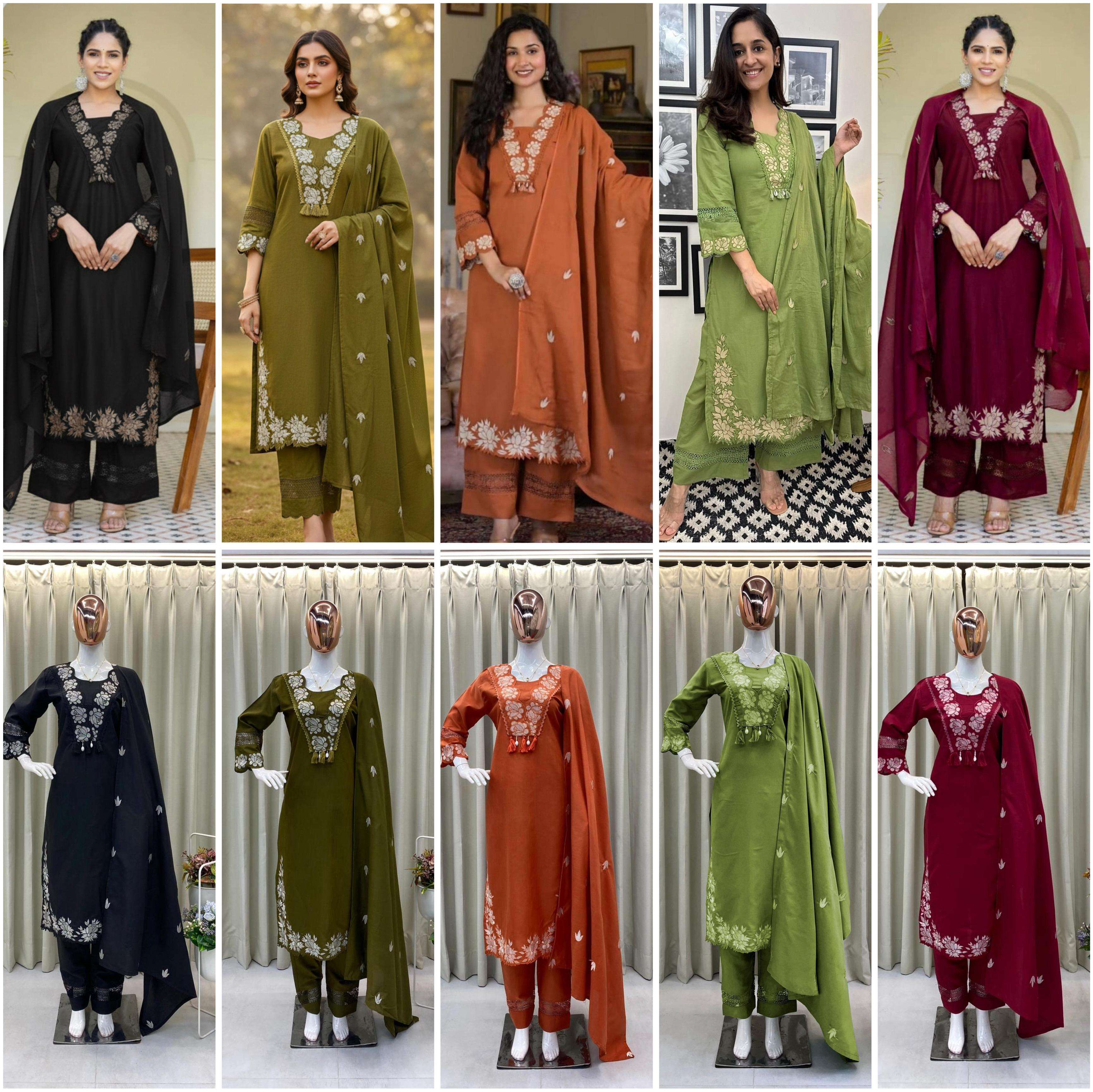 BE 385 COTTON FANCY DESIGNER WORK READY MADE LADIES SUIT
