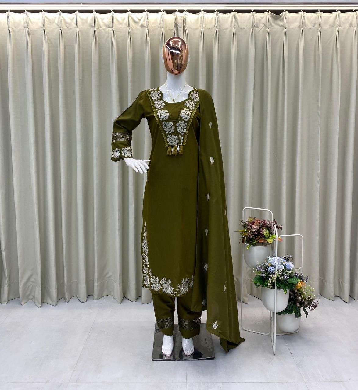 BE 385 COTTON FANCY DESIGNER WORK READY MADE LADIES SUIT