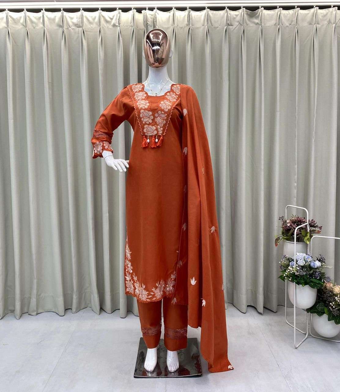 BE 385 COTTON FANCY DESIGNER WORK READY MADE LADIES SUIT