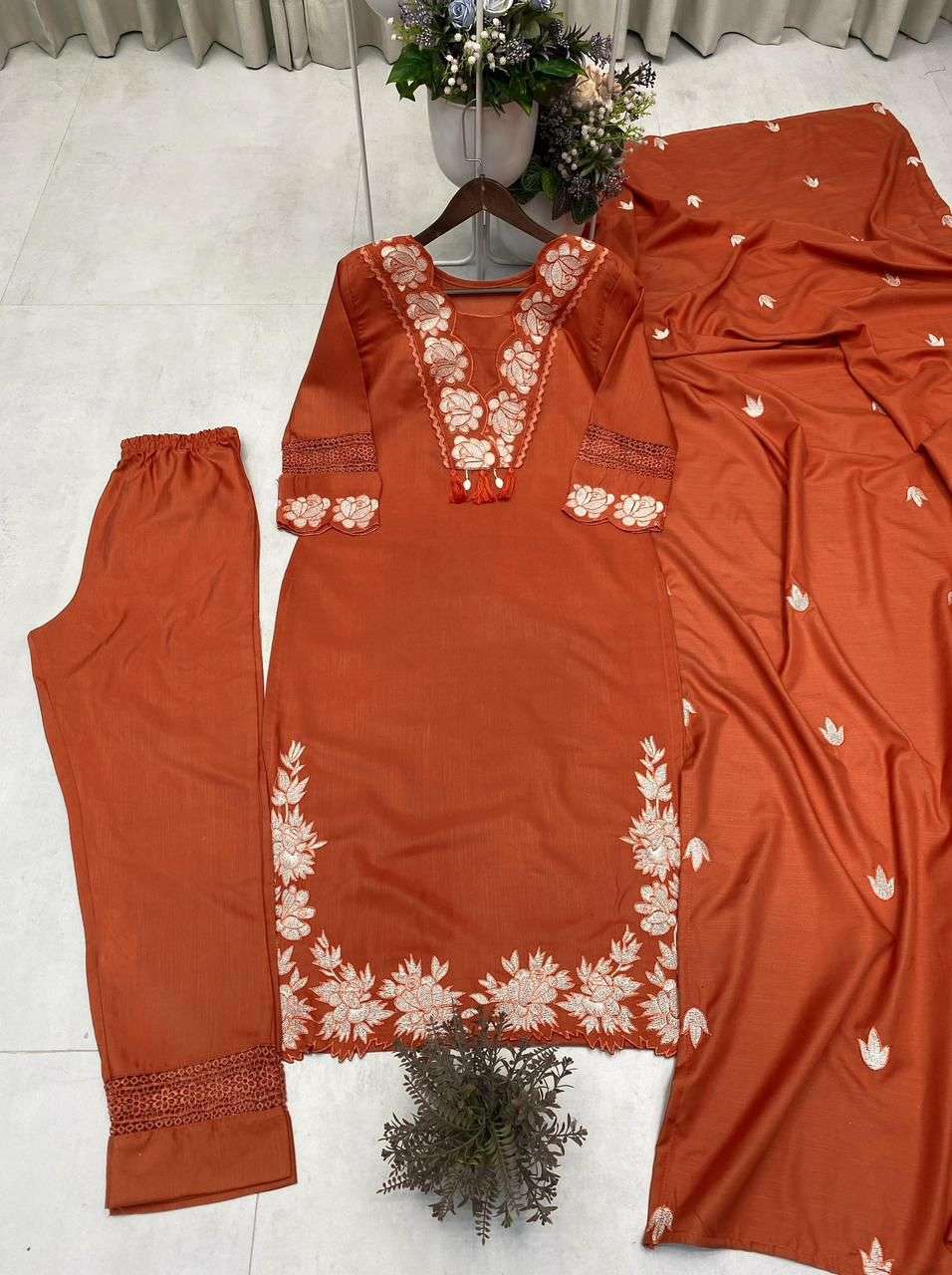 BE 385 COTTON FANCY DESIGNER WORK READY MADE LADIES SUIT
