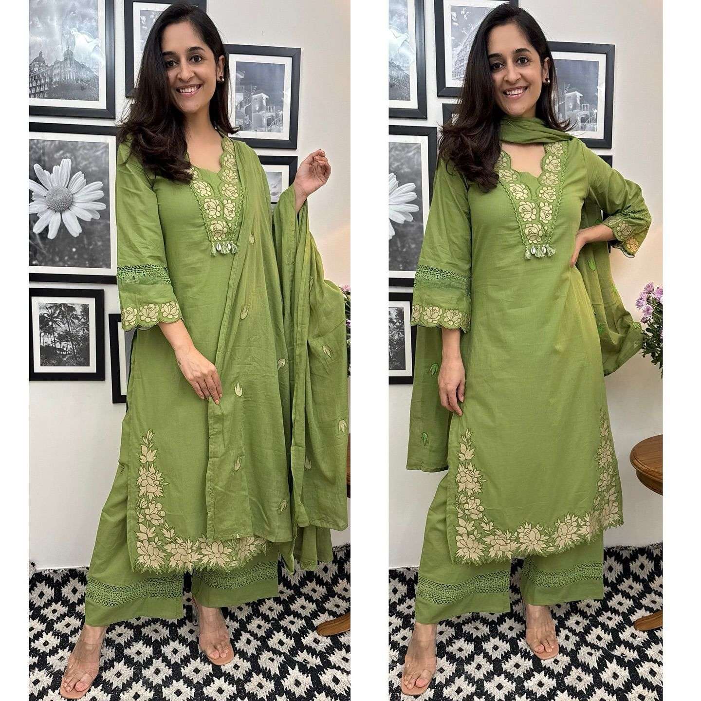 BE 385 COTTON FANCY DESIGNER WORK READY MADE LADIES SUIT