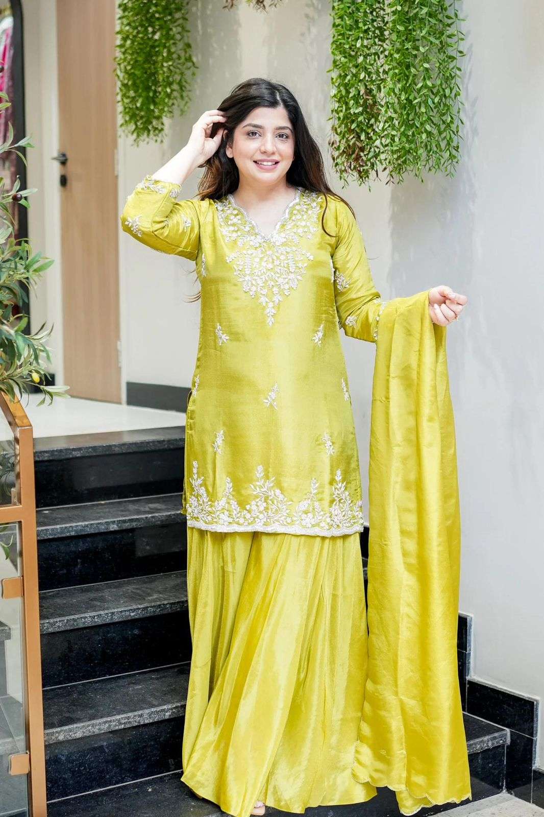 BE 437 SILK WITH SEQUENCE DESIGNER WORK KURTA PLAZZO WITH DUPATTA