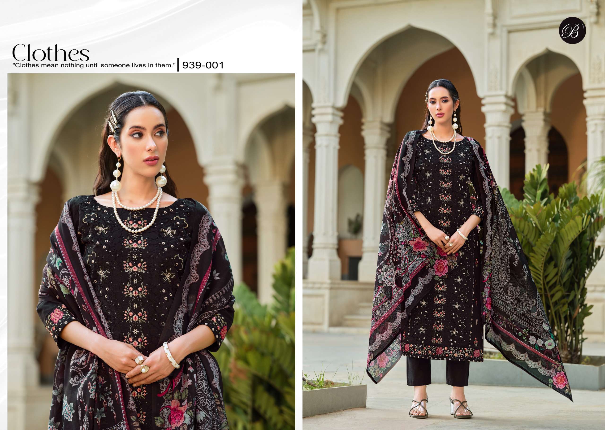 BELLIZA DESIGNER STUDIO JADE OMBRE STARLET LAWN COTTON DESIGNER WORK SUIT