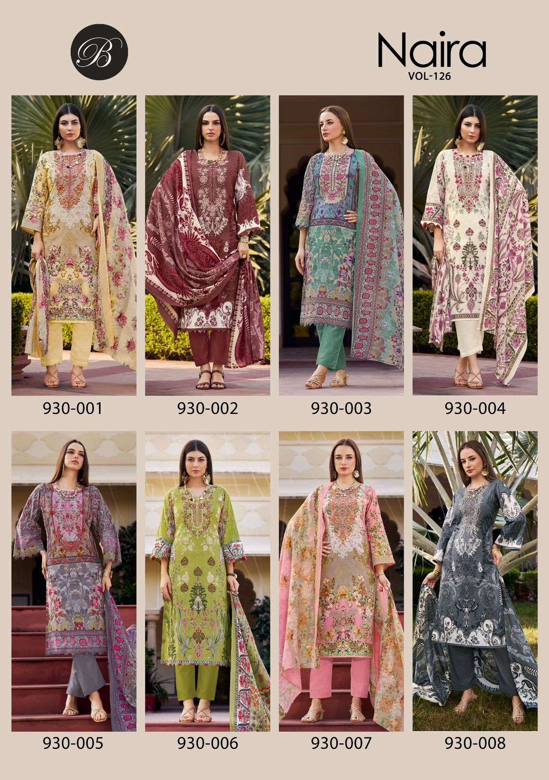 BELLIZA DESIGNER STUDIO NAIRA VOL 126	COTTON DIGITAL PRINT WITH FANCY WORK SUIT