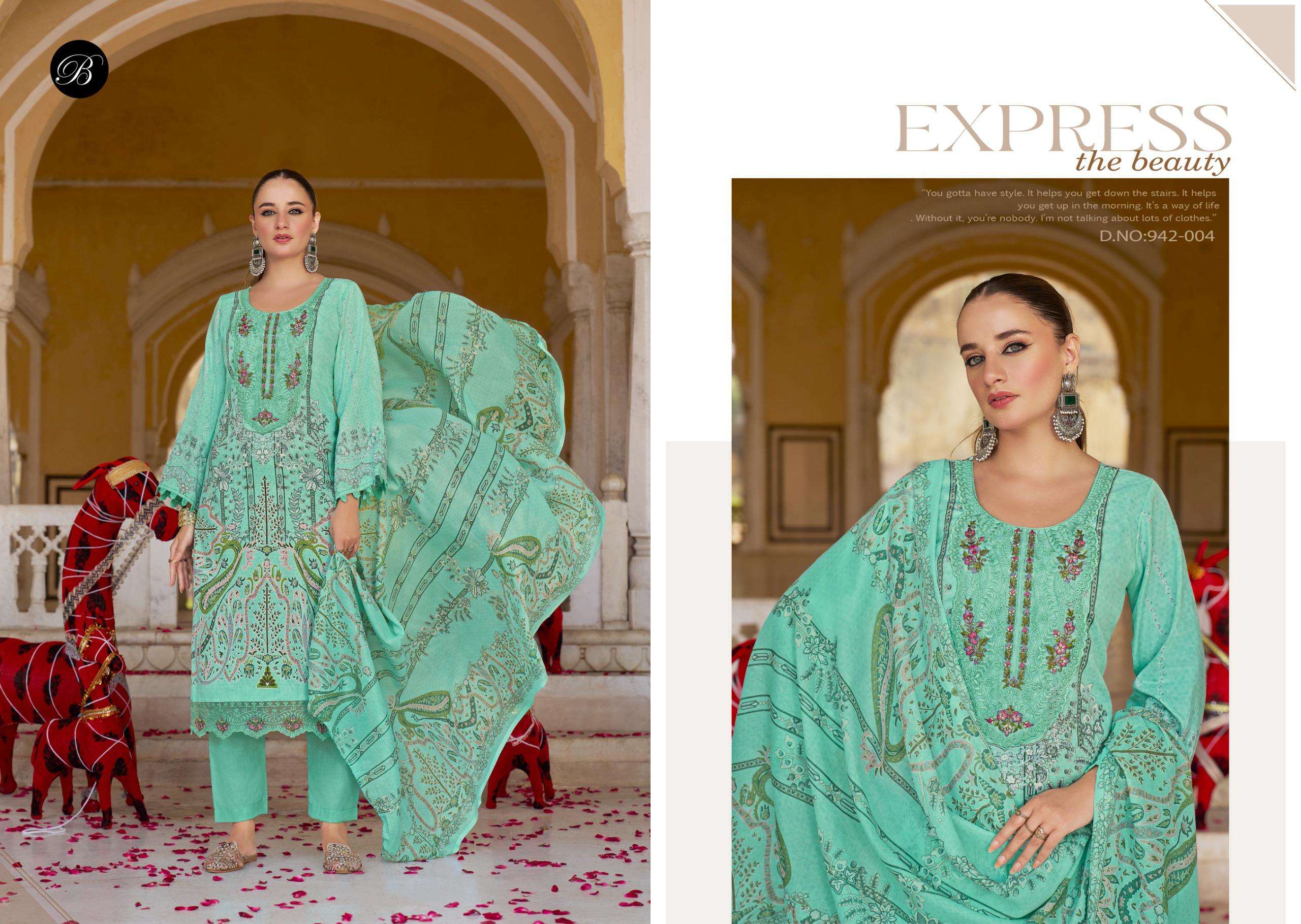 BELLIZA DESIGNER STUDIO SHAHIBA JAM COTTON DIGITAL PRINTS WITH FANCY WORK SUIT