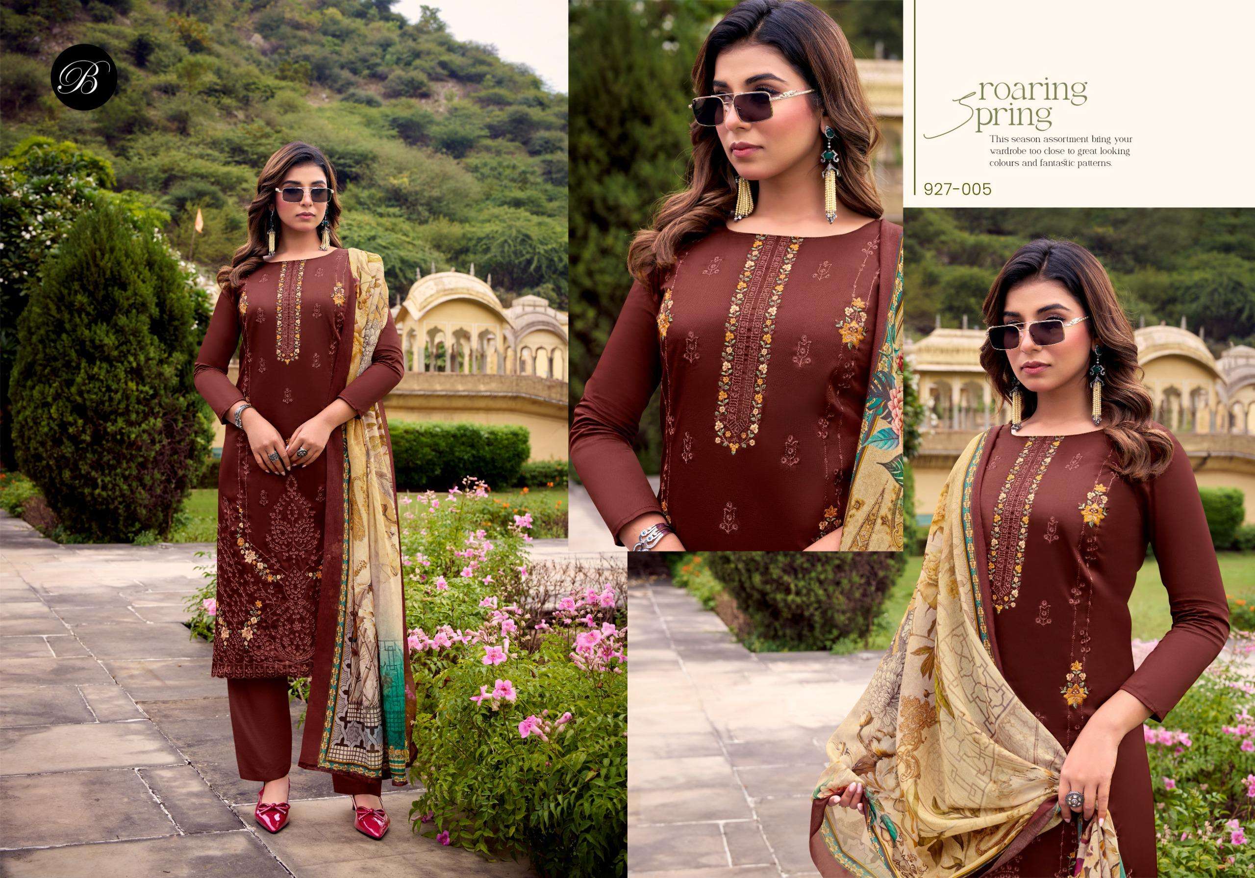 BELLIZA DESIGNER STUDIO ZARQASH VOL 14 JAM COTTON FANCY WORK SUITS 